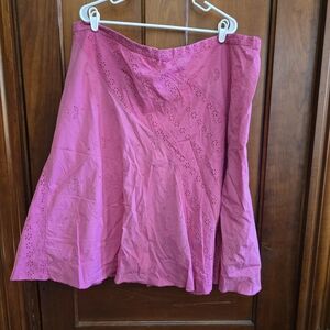 Lane Bryant Pink Eyelet A-Line Skirt